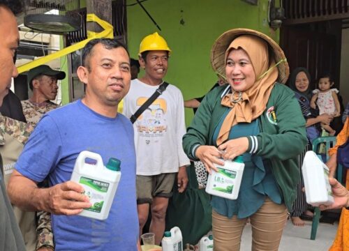 Anggota DPRD Pangkep Syamsinar Bagikan Ribuan Botol Pupuk Cair untuk Petani