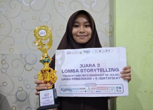 Siswi SMPIT Darul Fikri Makassar Raih Juara 3 Lomba Storytelling se-Sulsel